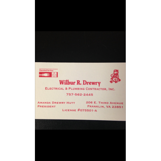 Wilbur R Drewry Electrical & Plumbing Contractor, Inc | 206 E 3rd Ave, Franklin, VA 23851, USA | Phone: (757) 562-2445