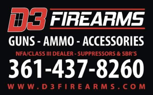 D3 Firearms & Supply | 205 S Rachal Suite 301, Sinton, TX 78387, USA | Phone: (361) 437-8260