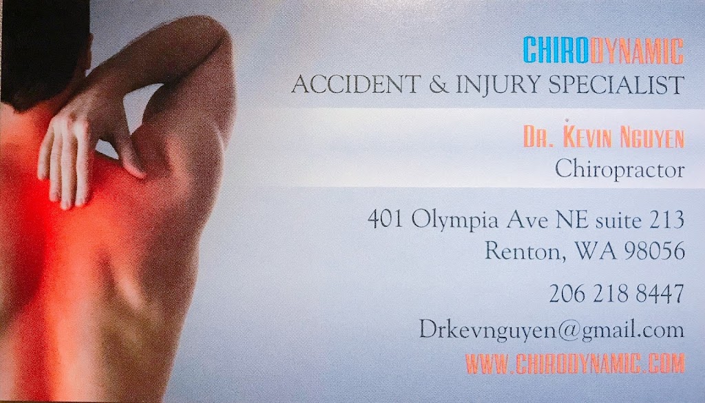 Chirodynamic Accident & Injury Specialist | 401 Olympia Ave NE #213, Renton, WA 98056, USA | Phone: (206) 218-8447