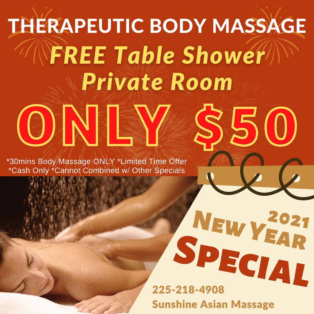 Sunshine Asian Massage | 4606 Jones Creek Rd, Baton Rouge, LA 70817, USA | Phone: (225) 218-4908