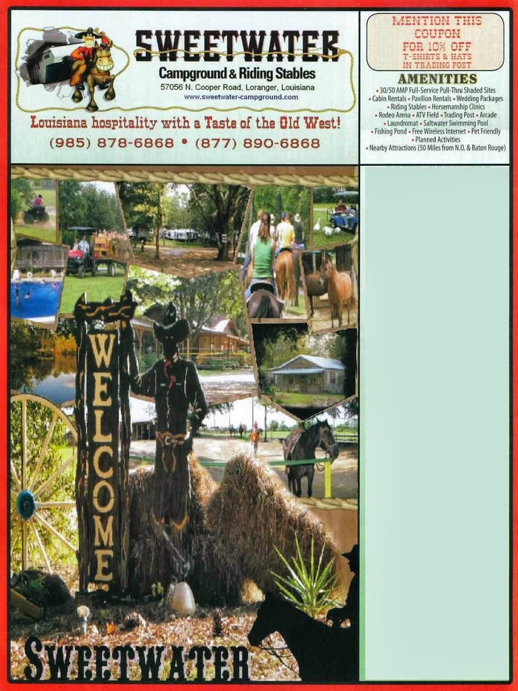 Sweetwater RV Ranch & Riding Stables | 57056 N Cooper Rd, Loranger, LA 70446, USA | Phone: (985) 878-6868