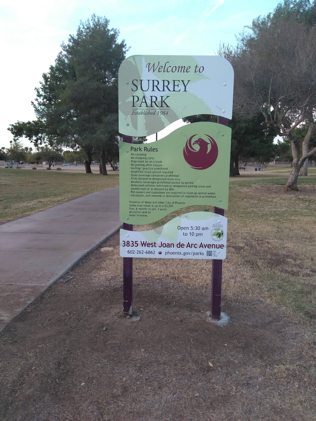 Surrey Park | 3835 W Joan De Arc Ave, Phoenix, AZ 85029, USA | Phone: (602) 262-6575