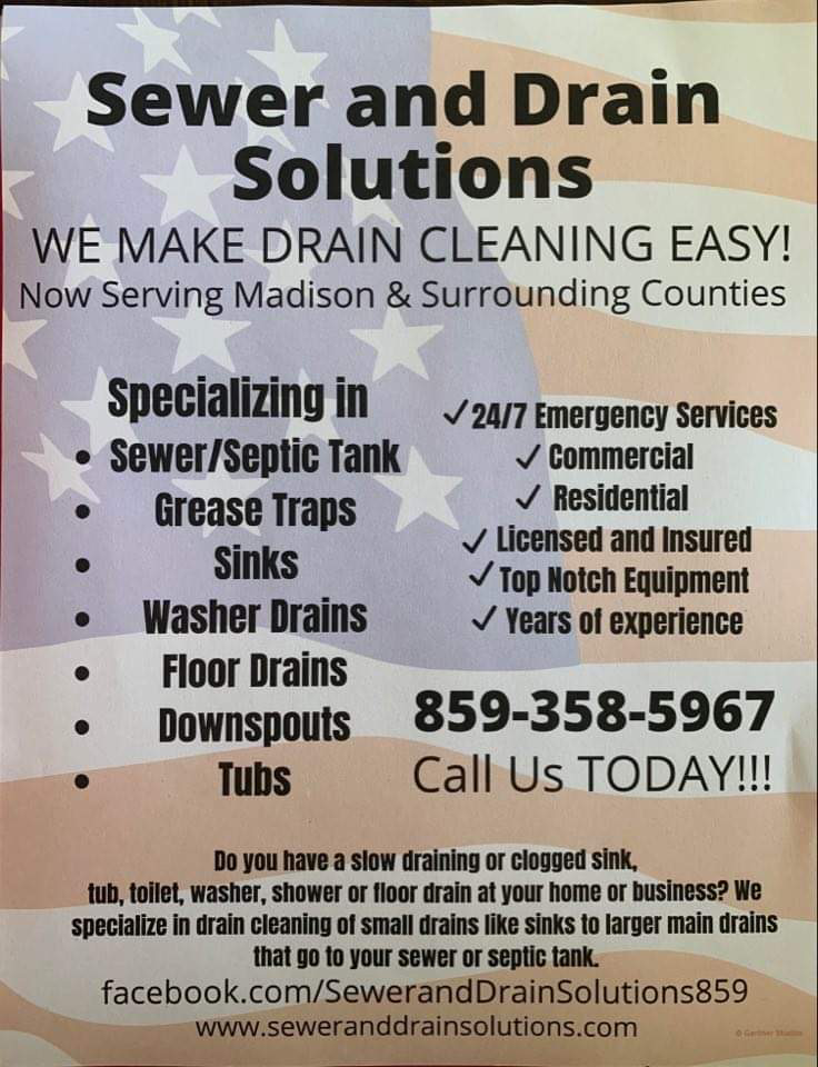 Sewer and Drain Solutions | 625 Waco Loop Rd, Waco, KY 40385, USA | Phone: (859) 358-5967