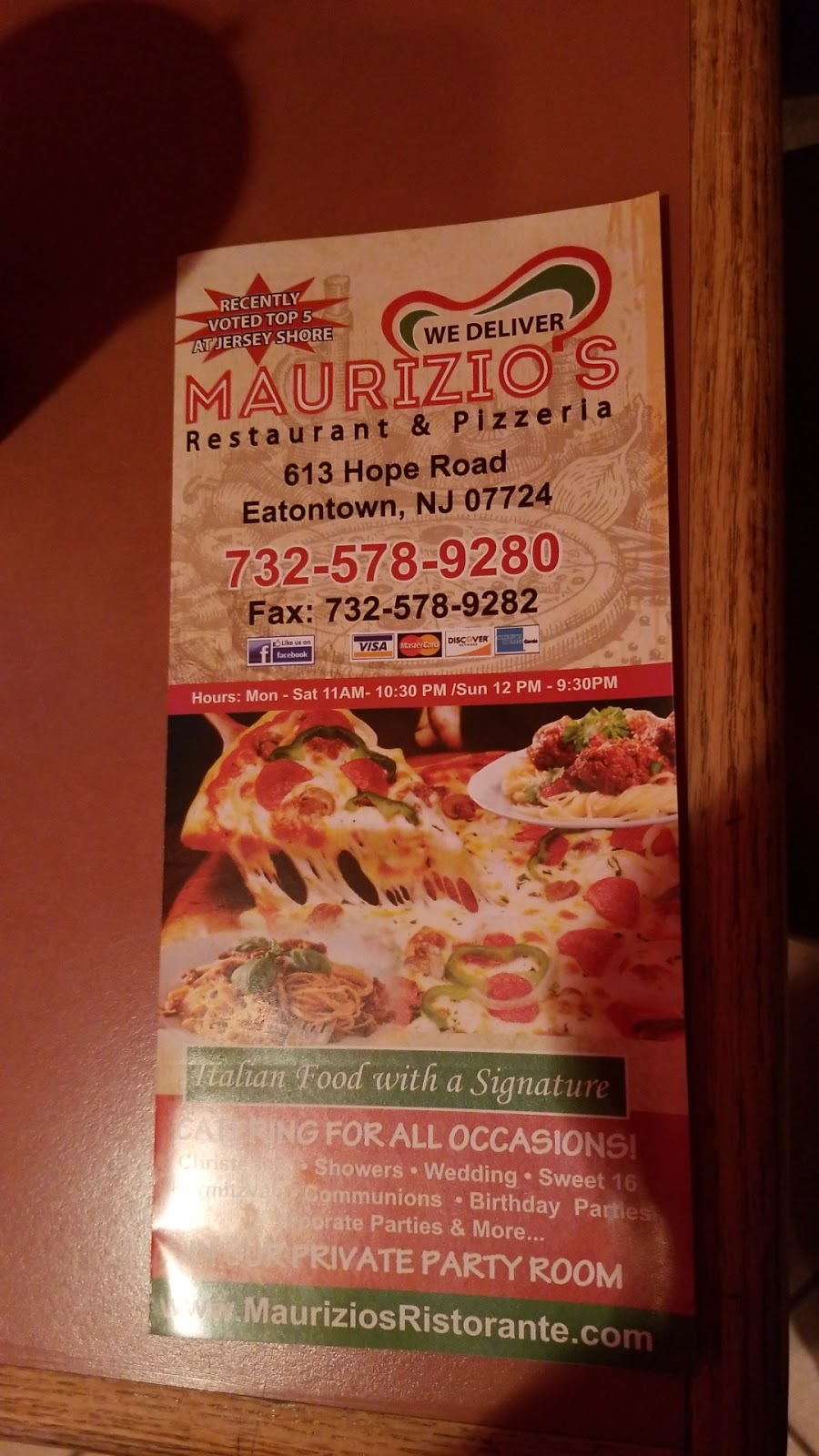 Maurizio Pizzeria & Italian Ristorante | 613 Hope Rd, Eatontown, NJ 07724, USA | Phone: (732) 578-9280