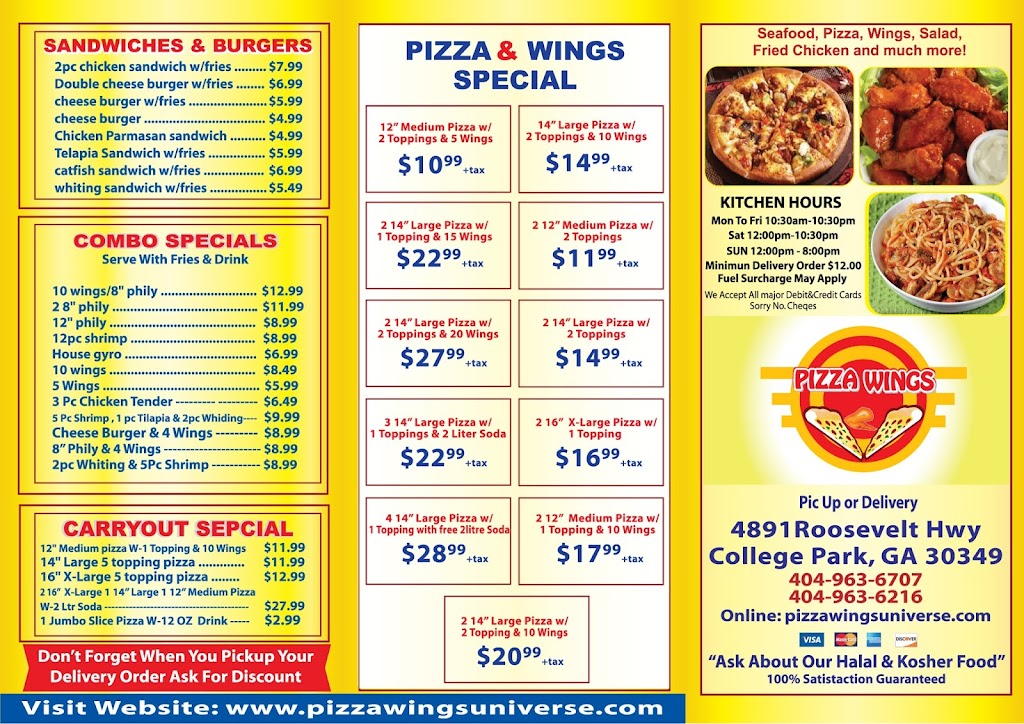 Pizza & Wings | 4891 Roosevelt Hwy, Atlanta, GA 30349, USA | Phone: (404) 963-6216