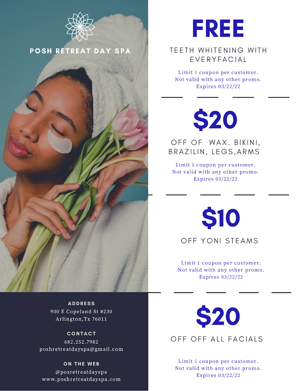 Posh Retreat Day Spa | 900 E Copeland Rd #230, Arlington, TX 76011, USA | Phone: (682) 252-7982