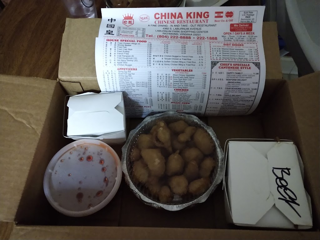 China King Chinese Restaurant | 4362 S Laburnum Ave, Richmond, VA 23231, USA | Phone: (804) 222-8888