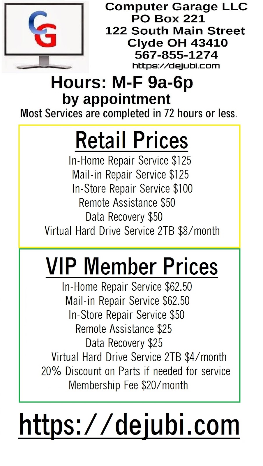 Computer Garage LLC | 122 S Main St, Clyde, OH 43410, USA | Phone: (567) 855-1274