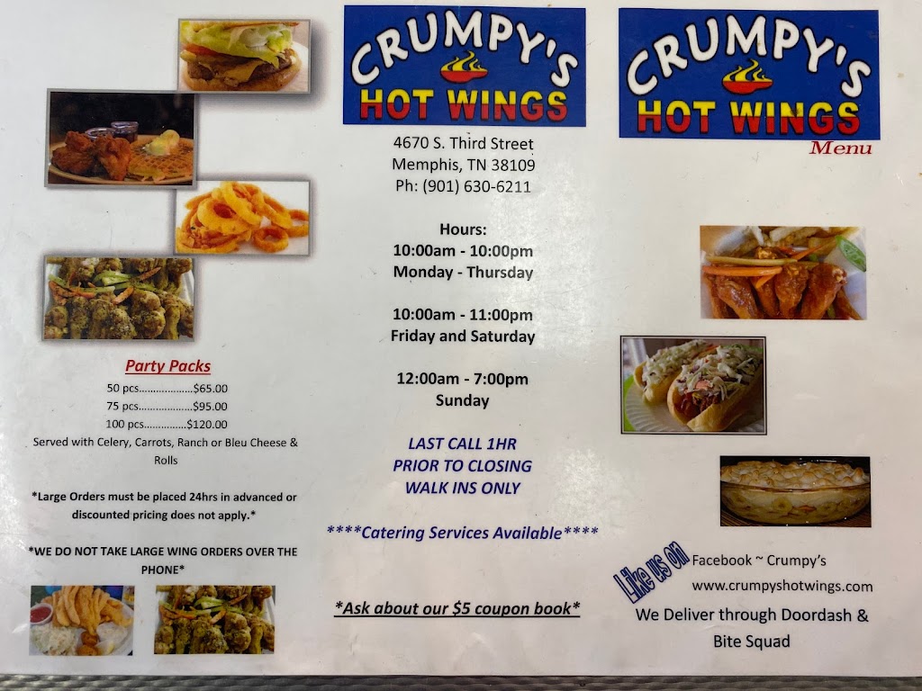 Crumpys Hot Wings on Third & Shelby | 4670 S 3rd St, Memphis, TN 38109, USA | Phone: (901) 630-6211