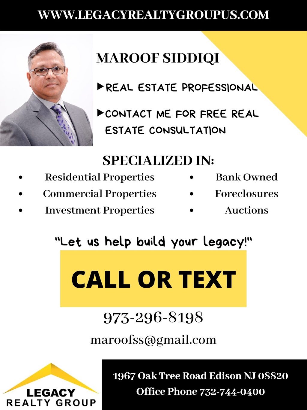 Legacy Realty Group | 1967 Oak Tree Rd, Edison, NJ 08820, USA | Phone: (732) 744-0400