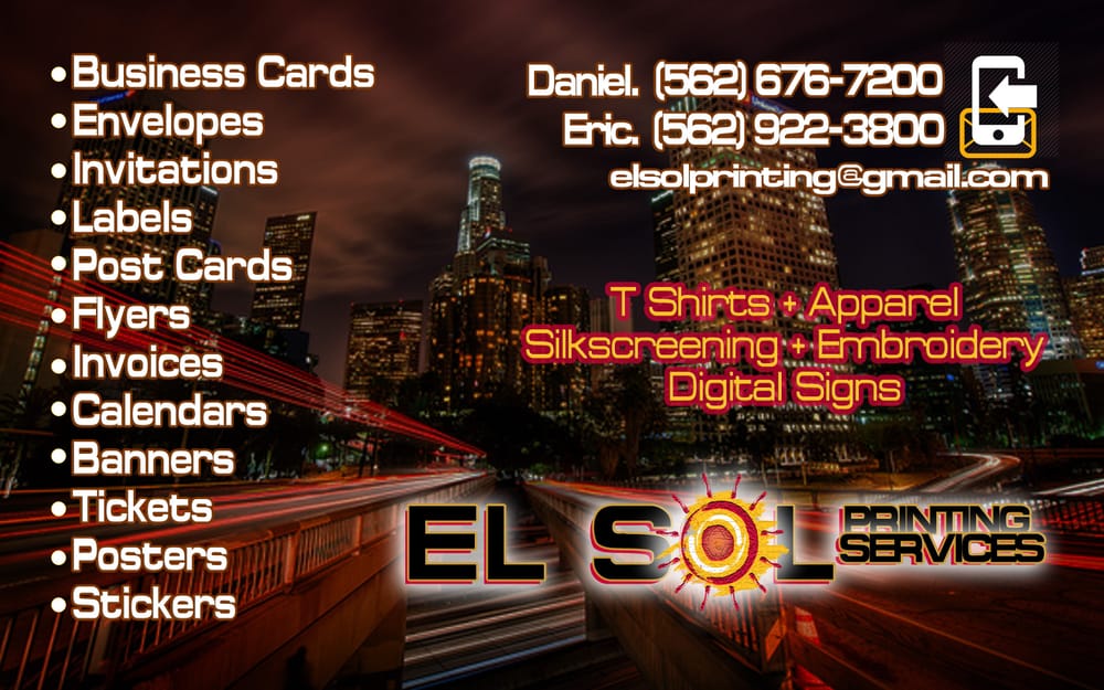 El Sol Printing Services | 6833 Rosecrans Ave UNIT E, Paramount, CA 90723 | Phone: (562) 676-7200