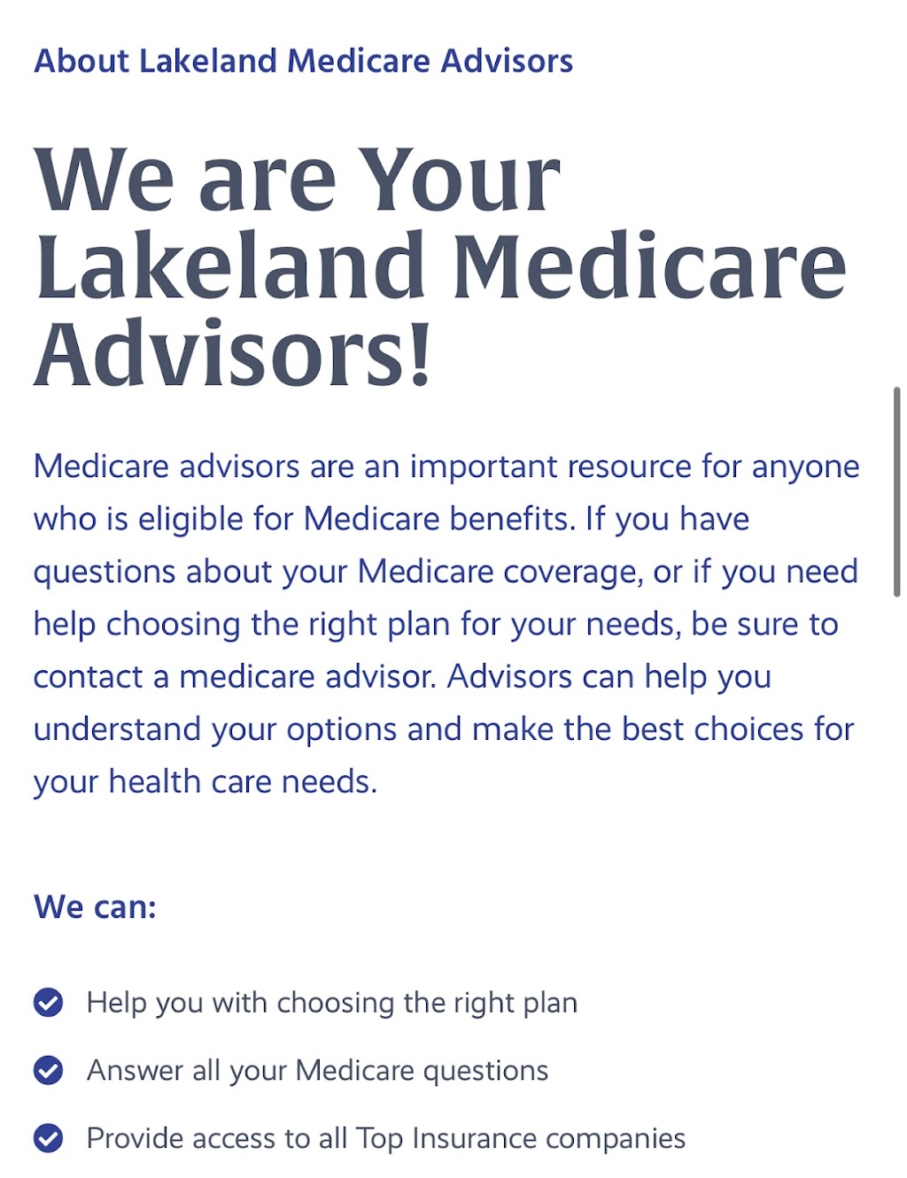 Lakeland Medicare Advisors | 5404 Orange Valley Dr, Lakeland, FL 33813, USA | Phone: (863) 603-3701