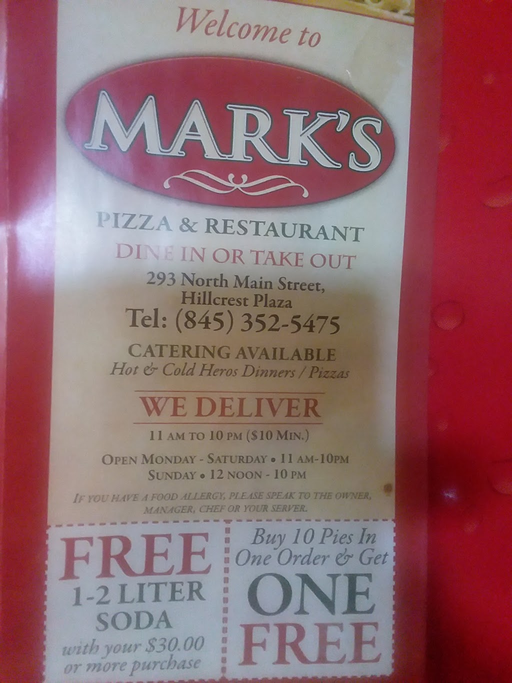 Marks Pizza | 293 N Main St, Spring Valley, NY 10977, USA | Phone: (845) 352-5475