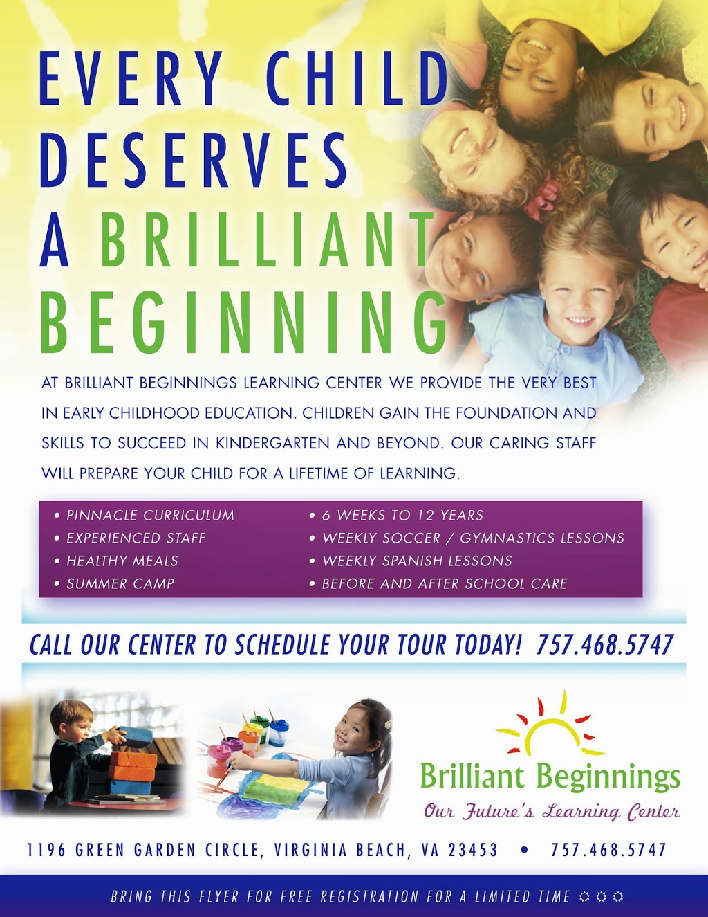 Brilliant Beginnings Learning Center | 1196 Green Garden Cir, Virginia Beach, VA 23453, USA | Phone: (757) 468-5747
