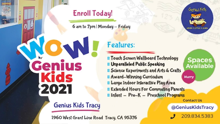 Genius Kids Tracy | 1960 W Grant Line Rd, Tracy, CA 95376, USA | Phone: (209) 834-5383