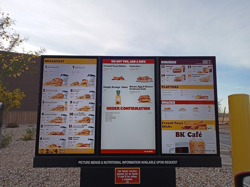 Burger King | 7302 S Ellsworth Rd, Mesa, AZ 85212, USA | Phone: (480) 737-1229