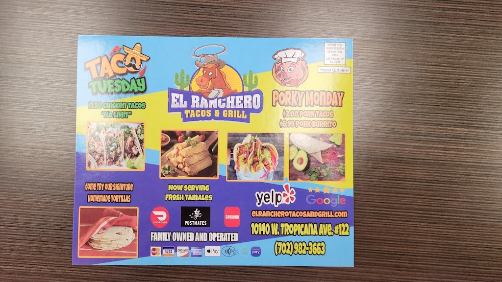 El Ranchero Tacos and Grill | 10140 W Tropicana Ave #122, Las Vegas, NV 89147, USA | Phone: (702) 982-3663