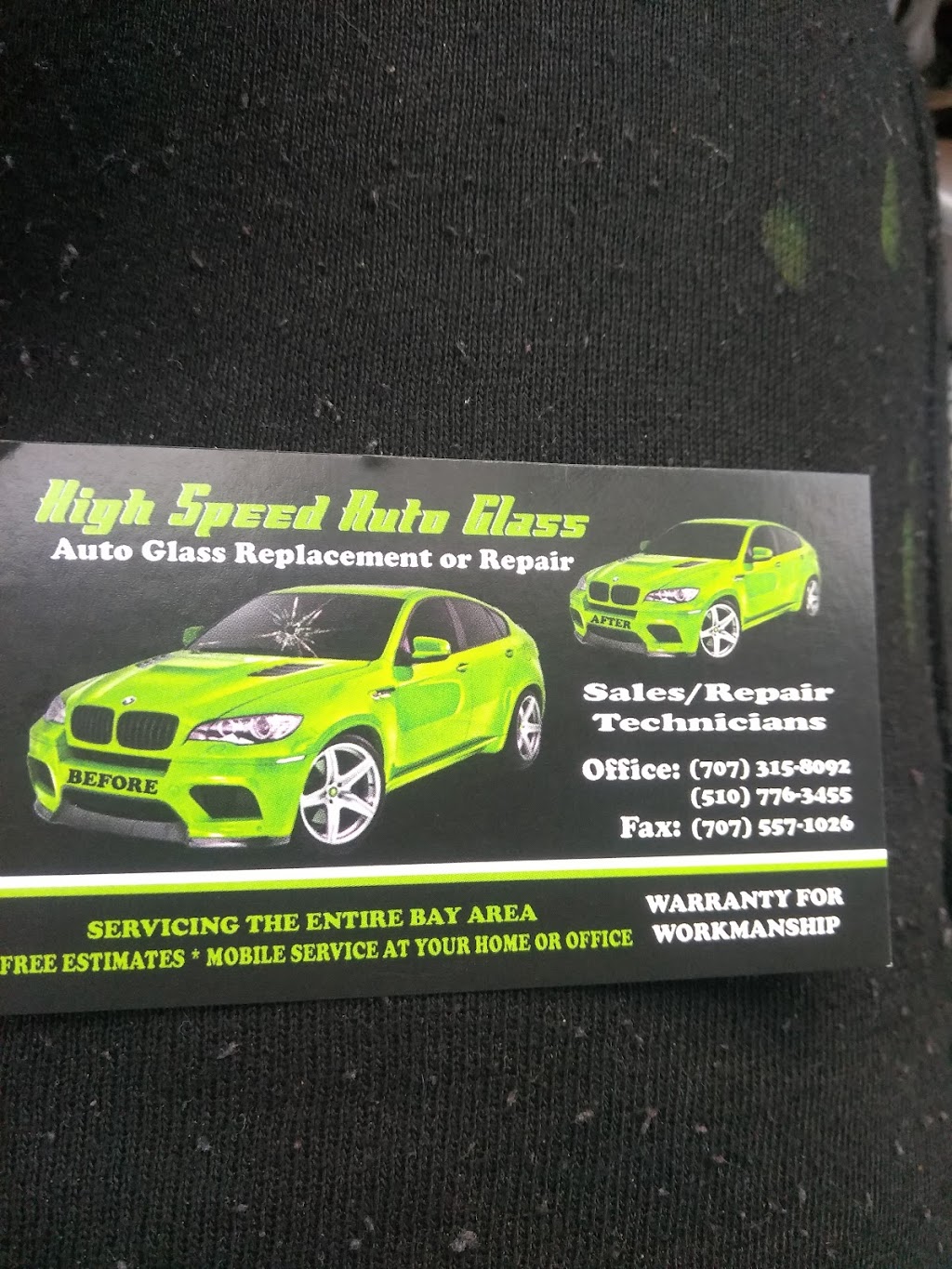 High Speed Auto Glass | 102 Lakewood Ave, Vallejo, CA 94591, USA | Phone: (707) 315-8092