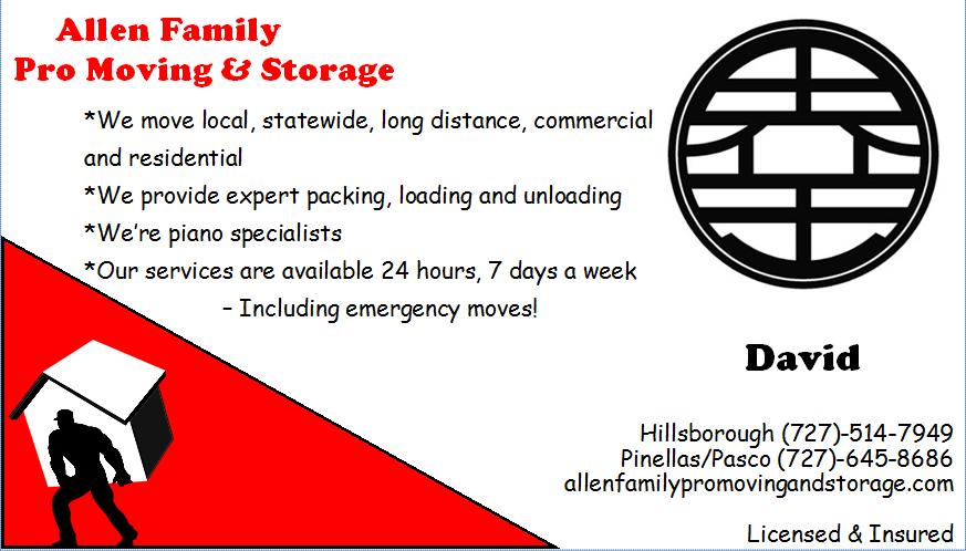 Allen Family Pro Moving & Storage | 9810 Stephenson Dr, New Port Richey, FL 34655 | Phone: (727) 645-8686