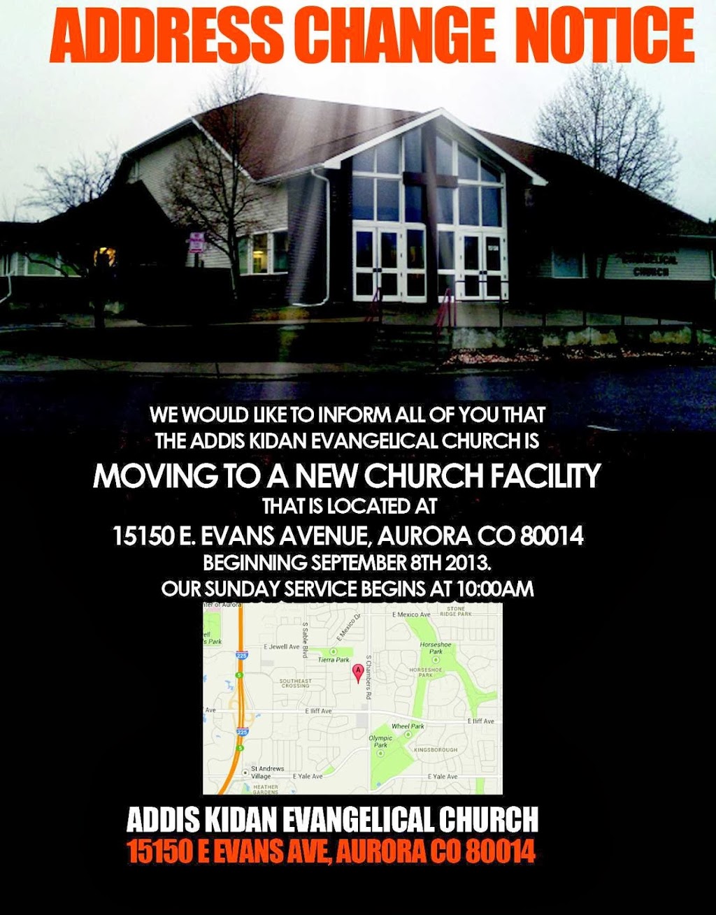Addis Kidan Evangelical Church | 2220 S Chambers Rd, Aurora, CO 80014, USA | Phone: (720) 857-9402