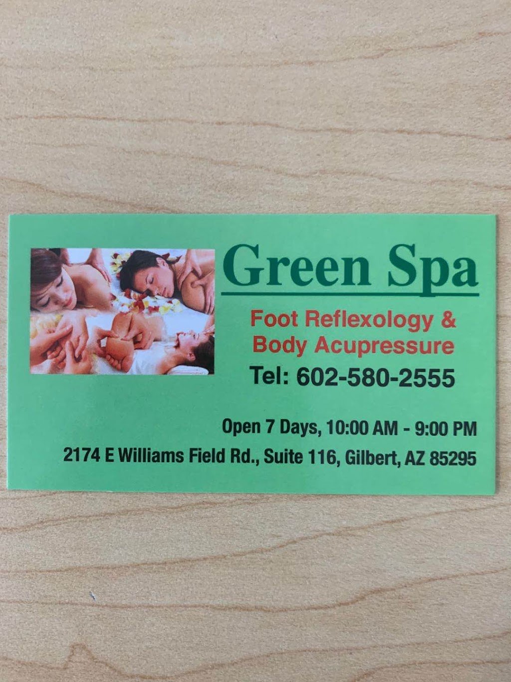 Green Spa | 2174 E Williams Field Rd #116, Gilbert, AZ 85295, USA | Phone: (602) 580-2555