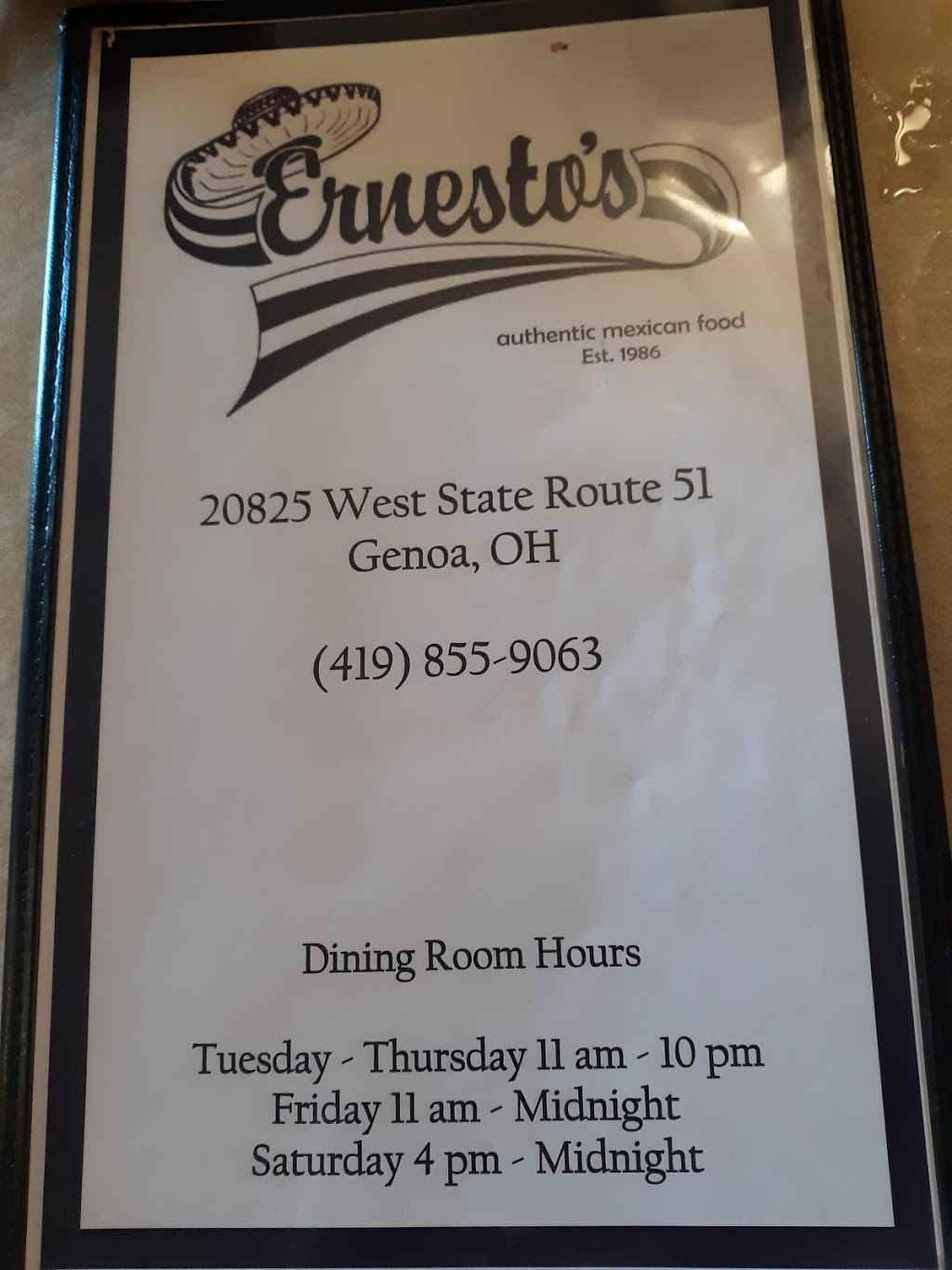 Ernestos Restaurant | 20825 OH-51 W, Genoa, OH 43430, USA | Phone: (419) 855-9063