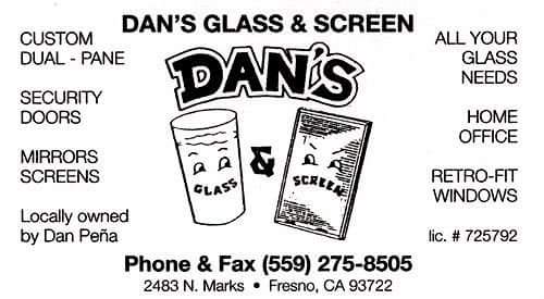 Dans Glass & Screen | 2483 N Marks Ave, Fresno, CA 93722, USA | Phone: (559) 275-8505