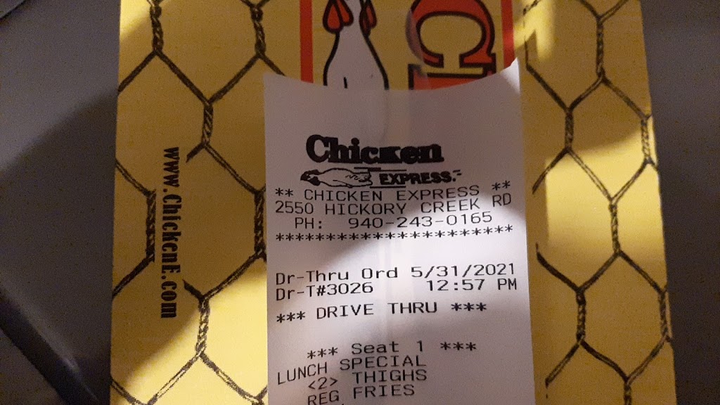 Chicken Express | 2550 Hickory Creek Rd, Denton, TX 76210, USA | Phone: (940) 243-0165