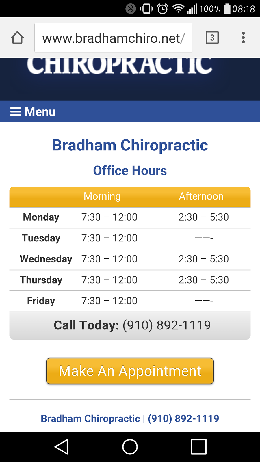 Bradham Chiropractic | 407-K E Jackson Blvd, Erwin, NC 28339 | Phone: (910) 892-1119