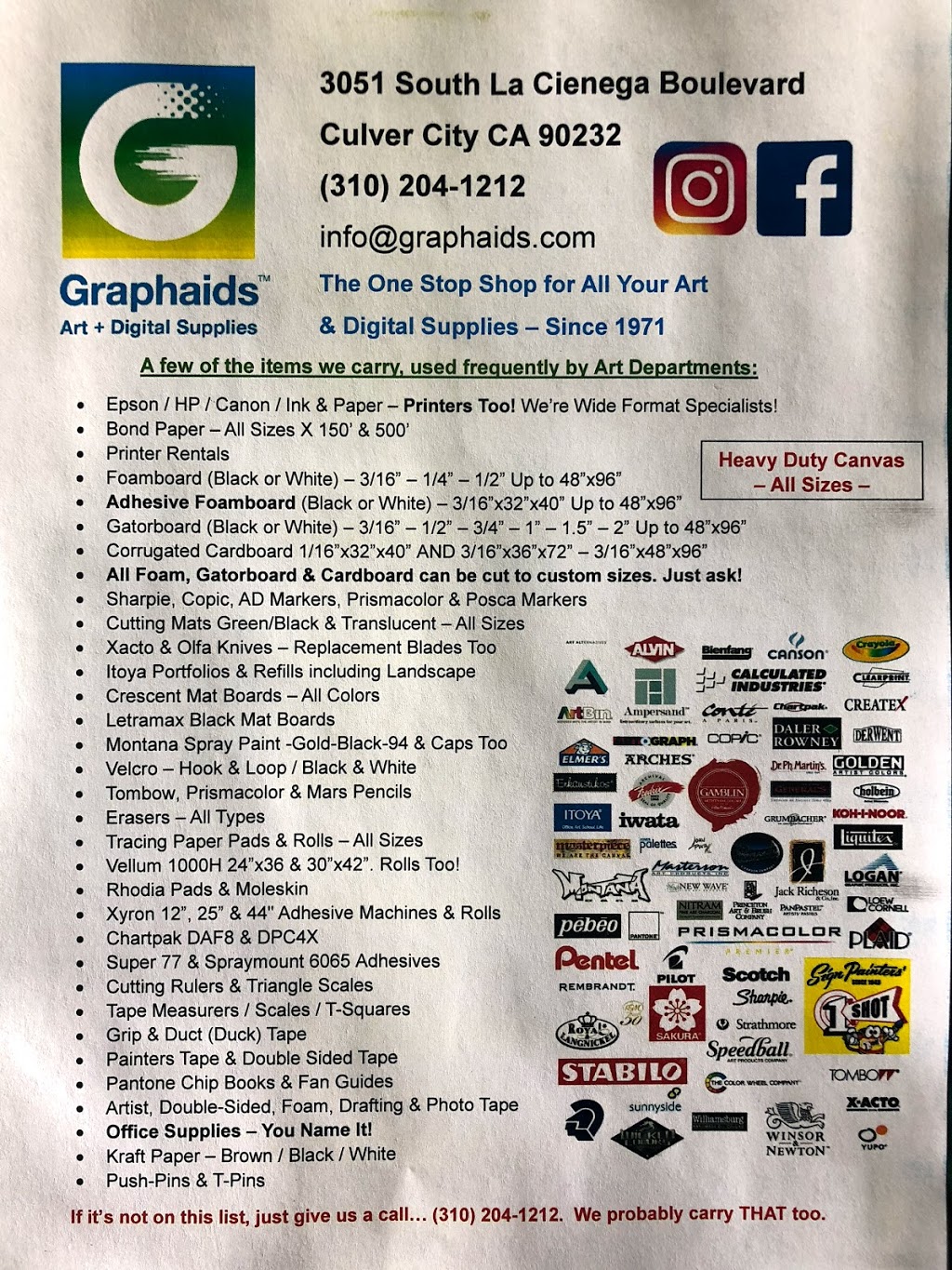 Graphaids Warehouse | 10003 Washington Blvd, Culver City, CA 90232, USA | Phone: (310) 204-1212