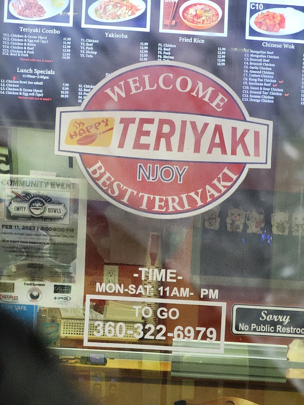 Happy Teriyaki | 16410 84th St NE ste b, Lake Stevens, WA 98258, USA | Phone: (360) 322-6979