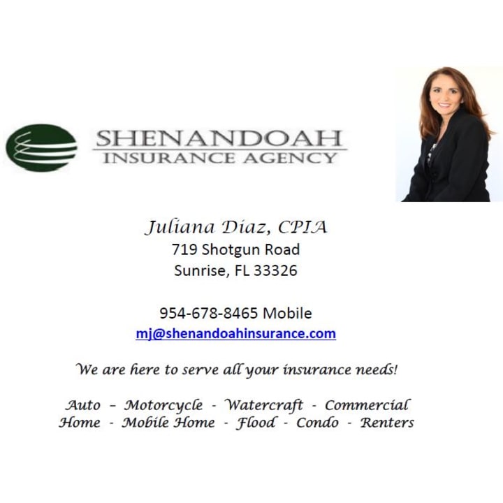 Shenandoah Insurance Agency | 719 Shotgun Rd, Sunrise, FL 33326, USA | Phone: (954) 473-8405