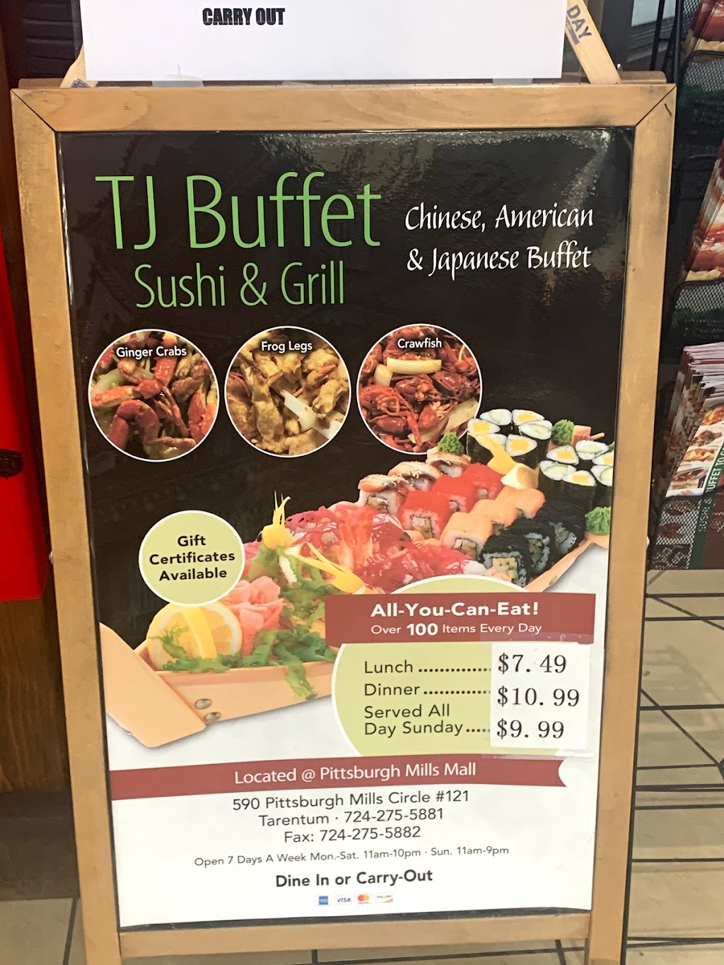 TJ Buffet Sushi And Grill | 590 Pittsburgh Mills Cir, Tarentum, PA 15084, USA | Phone: (724) 275-5881