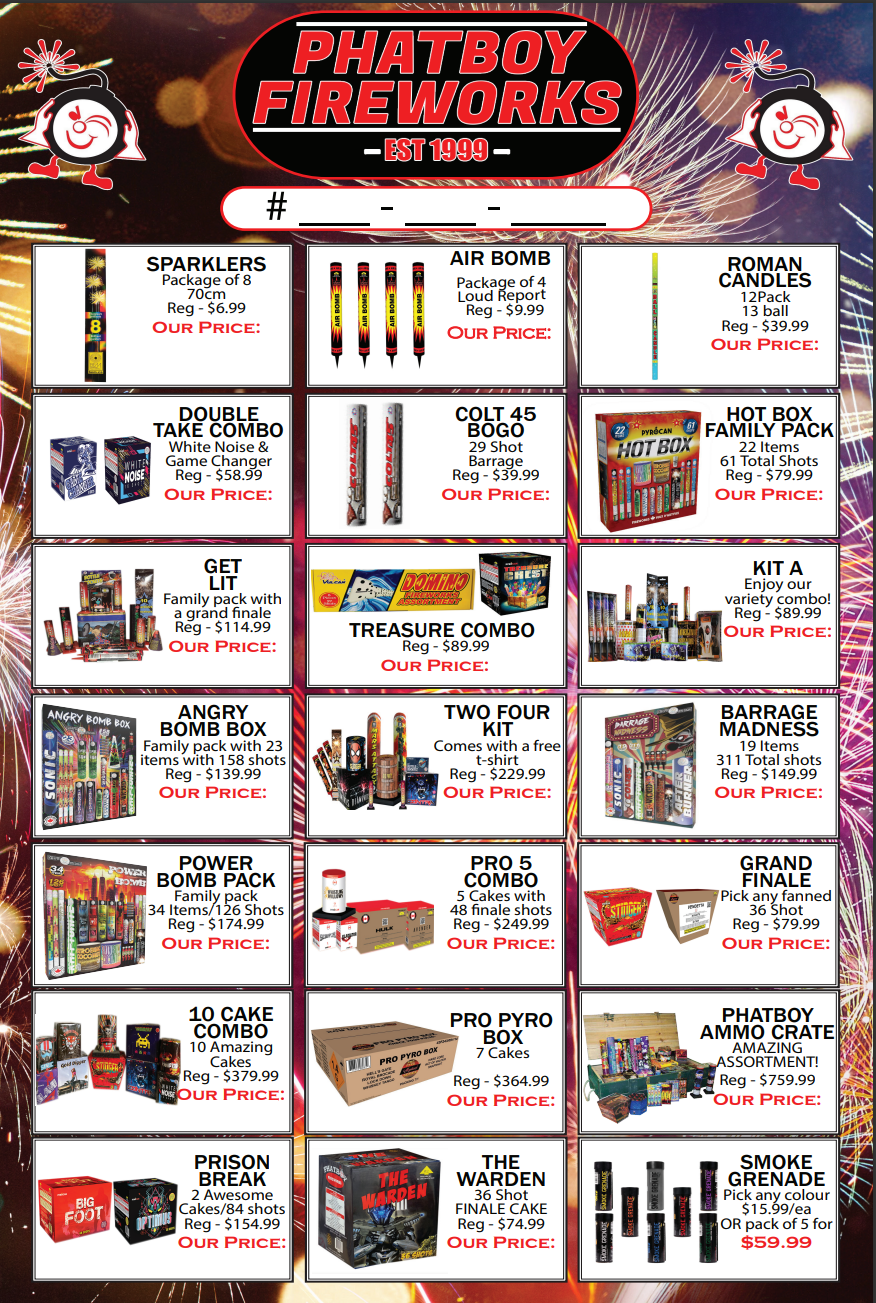 Phatboy Fireworks | 186 Maple Ave, Welland, ON L3C 5G5, Canada | Phone: (800) 438-2614