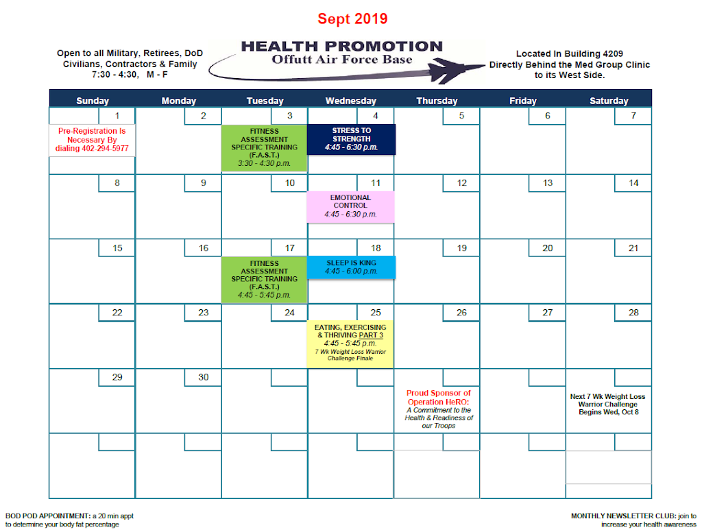 Offutt Health Promotion | 2501 Capehart Rd, Bellevue, NE 68123, USA | Phone: (402) 294-5977