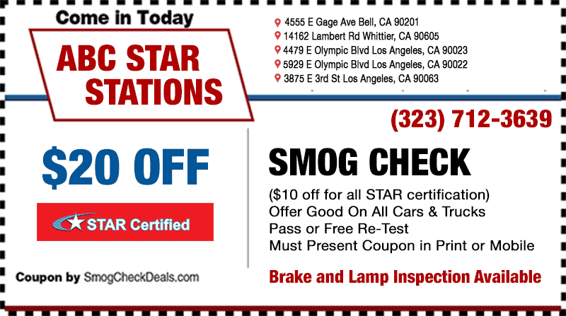 ABC Smog Check STAR Station | 4555 E Gage Ave, Bell, CA 90201, USA | Phone: (323) 712-3639