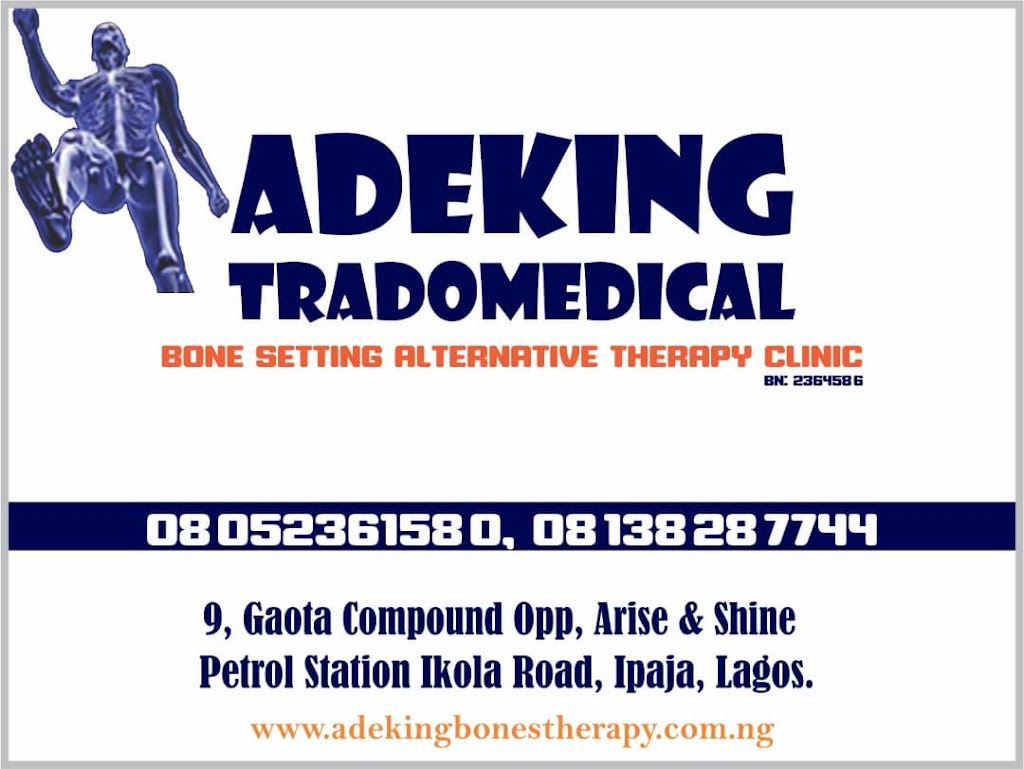 Adeking Tradomedical Bone Setting and Alternative therapy Clinic | 9, Adurayemi Close Off A.I.T Road, Kola Alagbado Lagos Lagos NG, Kola, Alimosho 234001, Killington, Lagos, Nigeria | Phone: 0813 828 7744