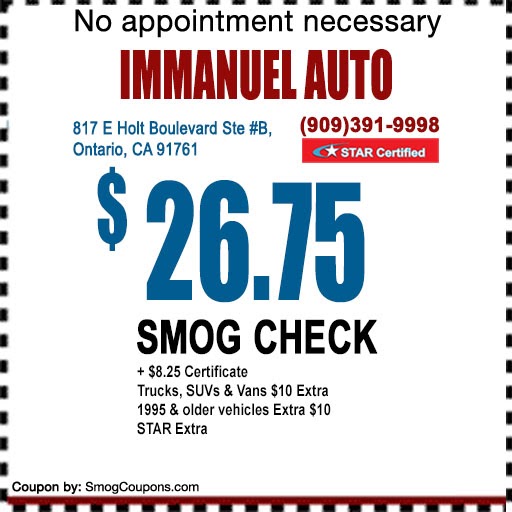 Immanuel Auto Smog Check | 817 E Holt Blvd Ste #B, Ontario, CA 91761, USA | Phone: (909) 391-9998