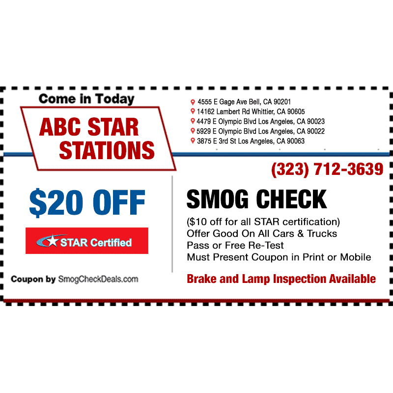 ABC Smog Check STAR Station | 4555 E Gage Ave, Bell, CA 90201, USA | Phone: (323) 712-3639