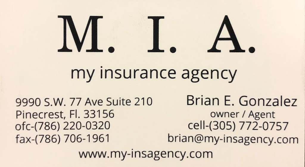 My insurance agency | 9990 SW 77th Ave Suite 210, Pinecrest, FL 33156, USA | Phone: (786) 220-0320