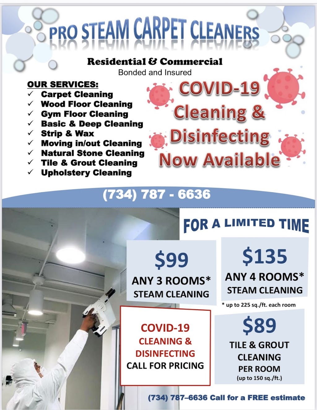 Pro Steam Carpet Cleaners LLC | 31530 Van Born Rd, Wayne, MI 48184, USA | Phone: (734) 787-6636