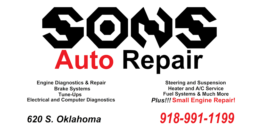 Sons Automotive Repair | 620 S Oklahoma Ave, Okmulgee, OK 74447, USA | Phone: (918) 991-1199