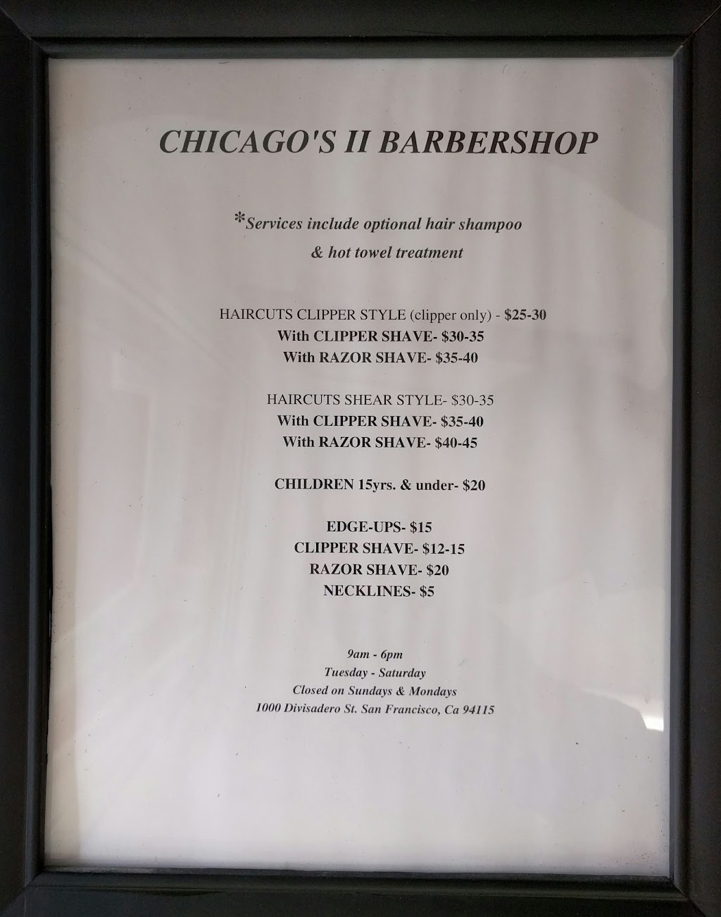 Chicago 2 Barbershop | 1000 Divisadero St, San Francisco, CA 94115, USA | Phone: (415) 921-1303