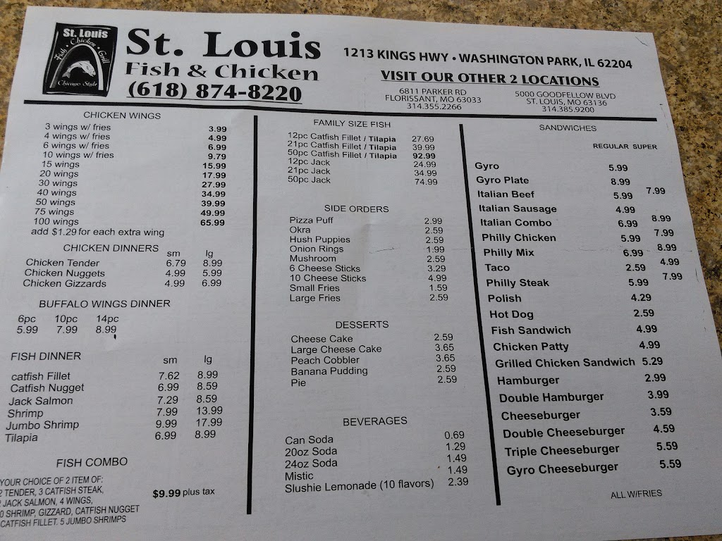 St Louis Fish & Chicken | 1213 Kingshighway, Washington Park, IL 62204 | Phone: (618) 874-8220