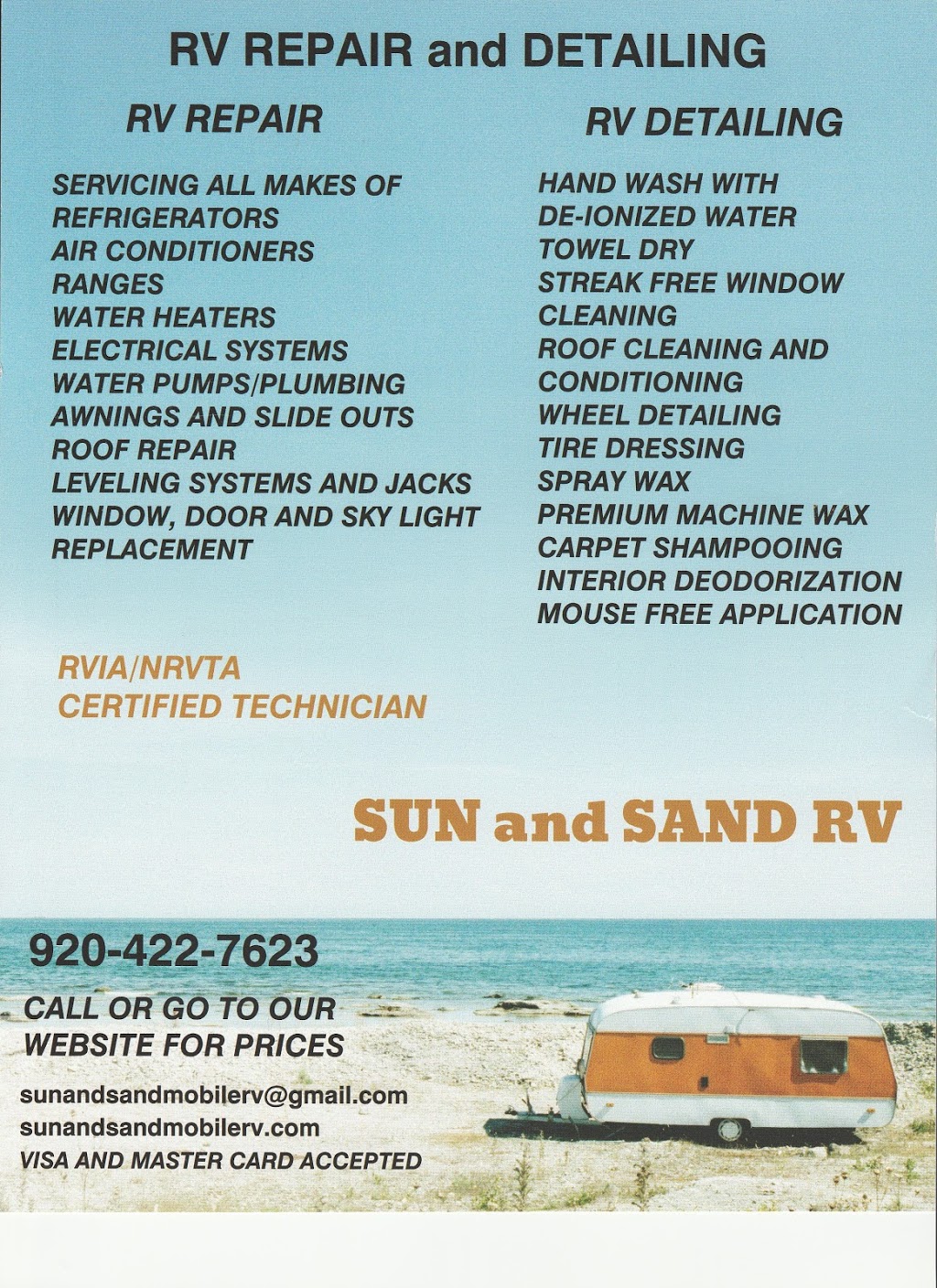 Sun and Sand RV Repair and Detailing | 5100 Caruso Rd Lot I - 09, Bradenton, FL 34203, USA | Phone: (920) 422-7623