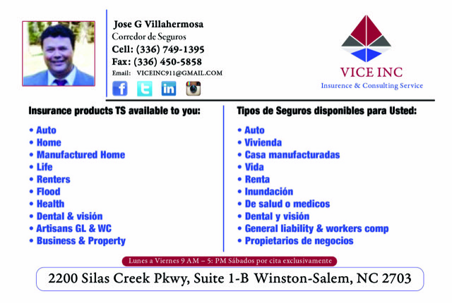 V.I.C.E. INC | 2200 Silas Creek Pkwy suite 1-B, Winston-Salem, NC 27103, USA | Phone: (336) 749-1395
