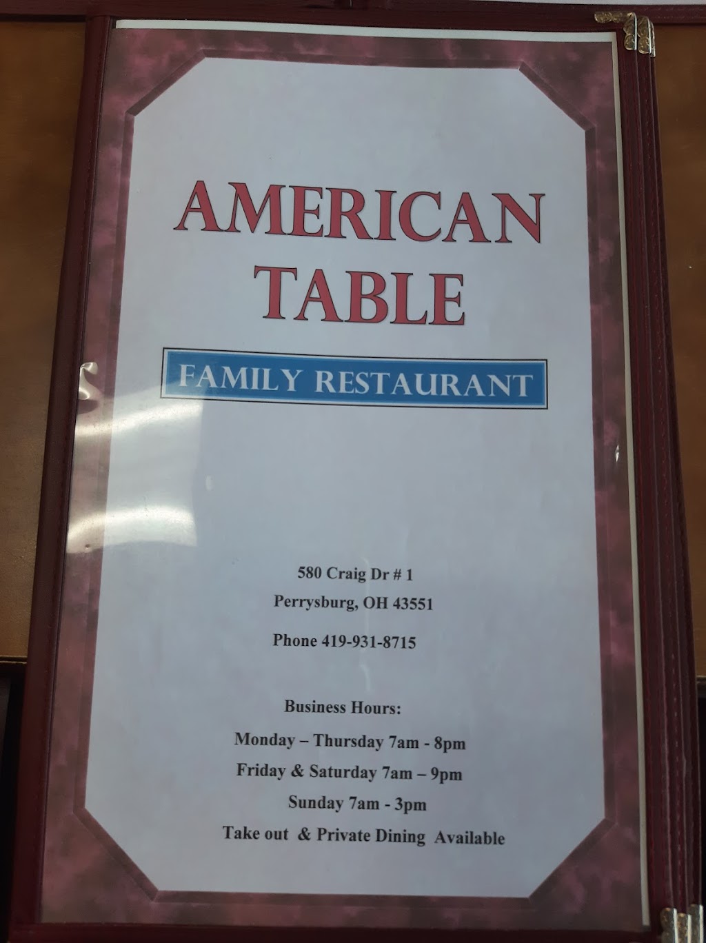 American Table Family Restaurant | 580 Craig Dr STE 1, Perrysburg, OH 43551, USA | Phone: (419) 931-8715