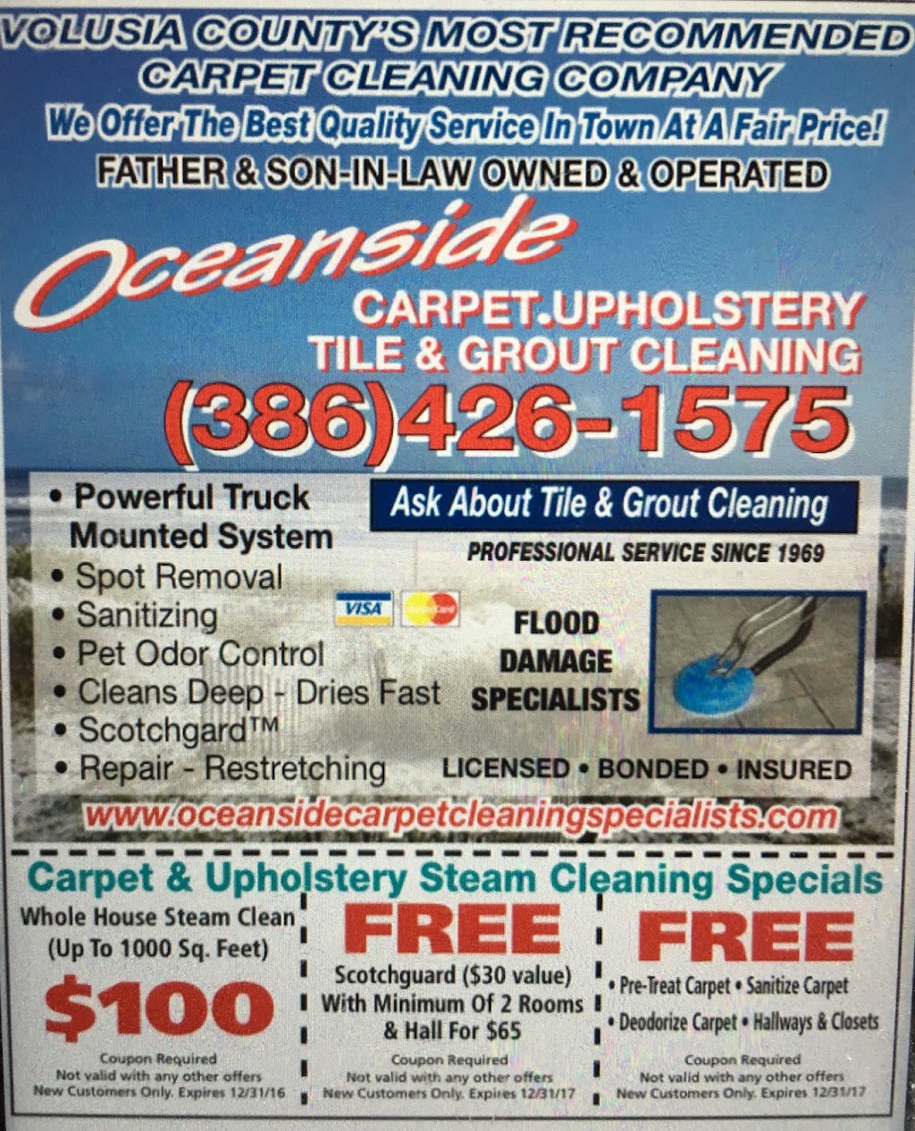 Oceanside Carpet Cleaning Specialists LLC | 4635 Katy Dr, New Smyrna Beach, FL 32169, USA | Phone: (386) 426-1575