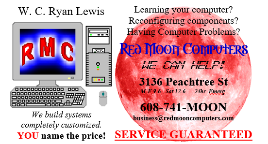 Red Moon Computers, L. L. C. | 3136 Peachtree St, Janesville, WI 53548, USA | Phone: (608) 741-6666