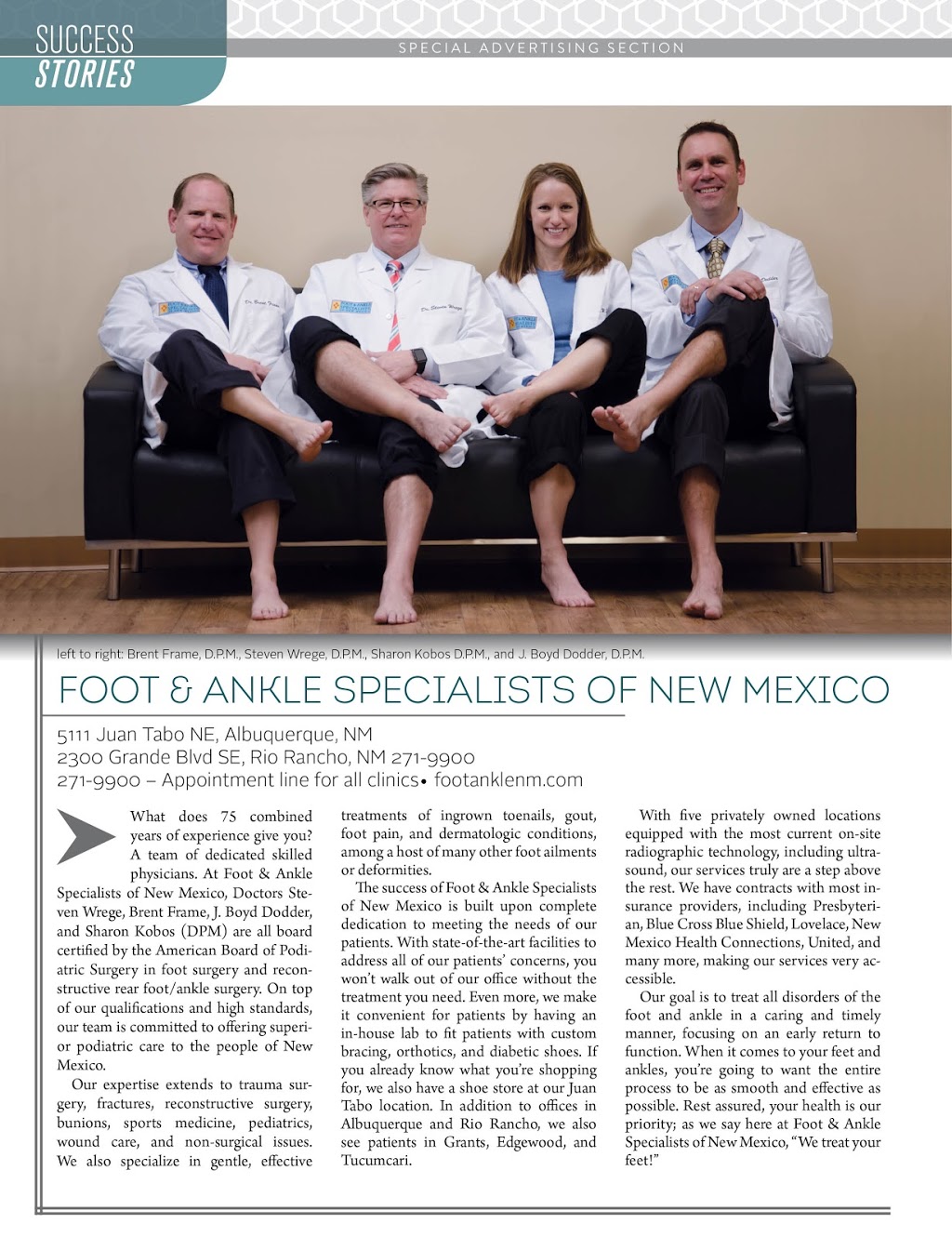 Foot & Ankle Specialists of New Mexico | 4401 Coors Blvd SW, Albuquerque, NM 87121, USA | Phone: (505) 303-0736